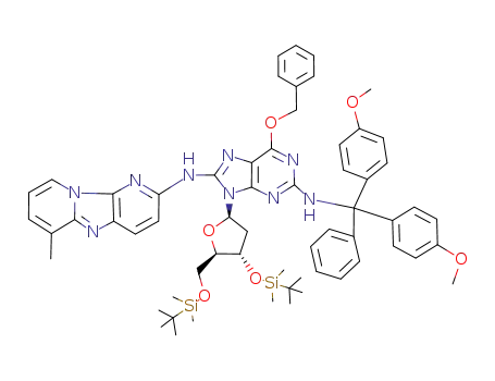 6-benzyloxy-<i>N</i><sup>2</sup>-[bis-(4-methoxy-phenyl)-phenyl-methyl]-9-[4-(<i>tert</i>-butyl-dimethyl-silanyloxy)-5-(<i>tert</i>-butyl-dimethyl-silanyloxymethyl)-tetrahydro-furan-2-yl]-<i>N</i><sup>8</sup>-(6-methyl-dipyrido[1,2-<i>a</i>;3',2'-<i>d</i>]imidazol-2-yl)-9<i>H</i>-purine-2,8-diamine