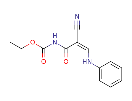 Molecular Structure of 6275-85-0 (ethyl [(2Z)-2-cyano-3-(phenylamino)prop-2-enoyl]carbamate)