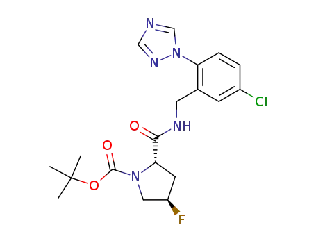 Molecular Structure of 911831-65-7 (Boc-(4R)-N-[5-chloro-2-(1H-1,2,4-triazol-1-yl)benzyl]-L-prolinamide)