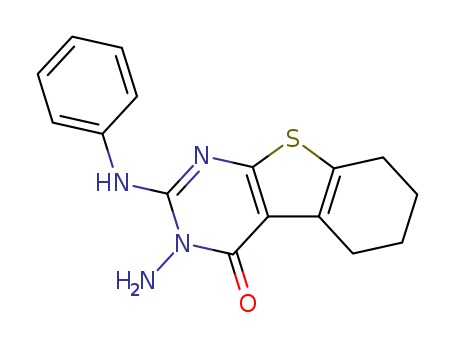 (1)BENZOTHIENO[2,3-D]PYRIMIDIN-4(3H)-ONE,5,6,7,8-TETRAHYDRO-3-AMINO-2 -(PHENYLAMINO)-CAS