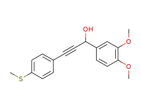 Molecular Structure of 882304-20-3 (3-(4-methylsulfanylphenyl)-1-(3,4-dimethoxyphenyl)prop-2-yn-1-ol)