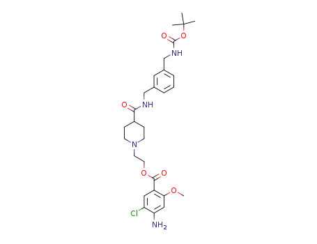 Molecular Structure of 868599-60-4 (2-{4-[(3-{[(tert-butoxycarbonyl)amino]methyl}benzyl)carbamoyl]piperidino}ethyl 4-amino-5-chloro-2-methoxybenzoate)