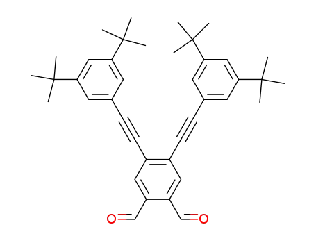 Molecular Structure of 875535-42-5 (1,2-Benzenedicarboxaldehyde,
4,5-bis[[3,5-bis(1,1-dimethylethyl)phenyl]ethynyl]-)