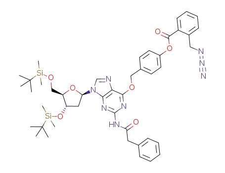 2-azidomethyl-benzoic acid 4-{9-[4-(<i>tert</i>-butyl-dimethyl-silanyloxy)-5-(<i>tert</i>-butyl-dimethyl-silanyloxymethyl)-tetrahydro-furan-2-yl]-2-phenylacetylamino-9<i>H</i>-purin-6-yloxymethyl}-phenyl ester