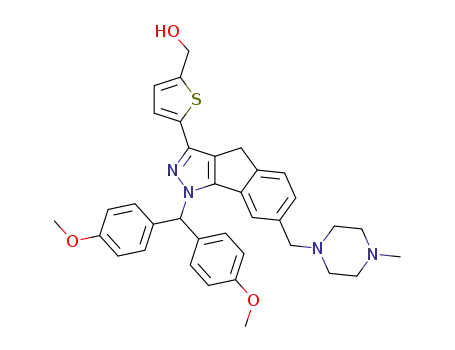 {5-[1-[bis-(4-methoxy-phenyl)-methyl]-7-(4-methyl-piperazin-1-ylmethyl)-1,4-dihydro-indeno[1,2-<i>c</i>]pyrazol-3-yl]-thiophen-2-yl}-methanol