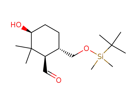Molecular Structure of 866650-91-1 ((1R,3S,6S)-6-(tert-Butyl-dimethyl-silanyloxymethyl)-3-hydroxy-2,2-dimethyl-cyclohexanecarbaldehyde)