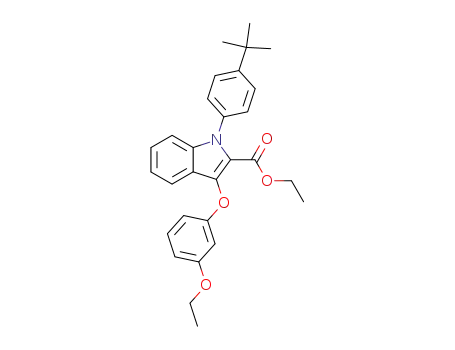 Molecular Structure of 911816-77-8 (1H-Indole-2-carboxylic acid,
1-[4-(1,1-dimethylethyl)phenyl]-3-(3-ethoxyphenoxy)-, ethyl ester)