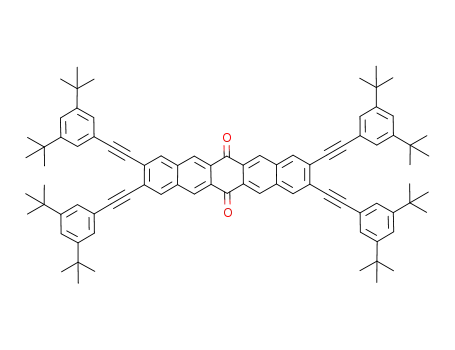 Molecular Structure of 875535-46-9 (6,13-Pentacenedione,
2,3,9,10-tetrakis[[3,5-bis(1,1-dimethylethyl)phenyl]ethynyl]-)