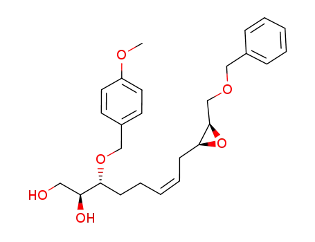 Molecular Structure of 926653-21-6 (6-Octene-1,2-diol,
3-[(4-methoxyphenyl)methoxy]-8-[(2S,3R)-3-[(phenylmethoxy)methyl]-2-
oxiranyl]-, (2S,3R,6Z)-)