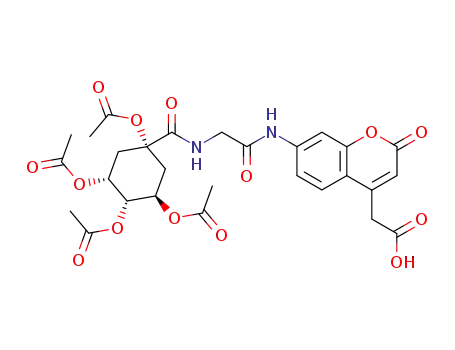 2-(7-{N-[1S,3R,4S,5R]-(1,3,4,5-tetraacetoxycyclohexanoyl)glycyl}aminocoumarin-4-yl)acetic acid