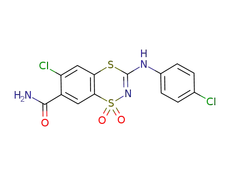 6-chloro-3-(4-chlorophenylamino)-1,1-dioxo-1,4,2-benzodithiazine-7-carboxamide