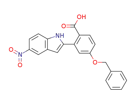 Molecular Structure of 874752-04-2 (Benzoic acid, 2-(5-nitro-1H-indol-2-yl)-4-(phenylmethoxy)-)