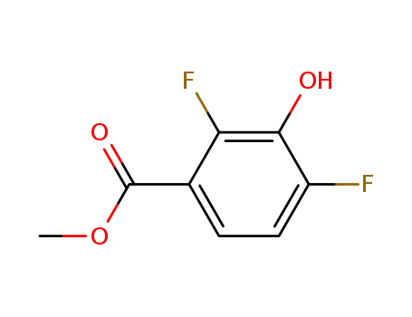 Molecular Structure of 194804-80-3 (2,4-DIFLUORO-3-HYDROXYBENZOIC ACID METHYL ESTER)