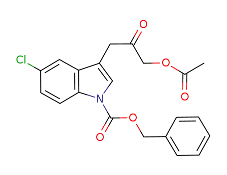 Molecular Structure of 924633-70-5 (1H-Indole-1-carboxylic acid, 3-[3-(acetyloxy)-2-oxopropyl]-5-chloro-,
phenylmethyl ester)