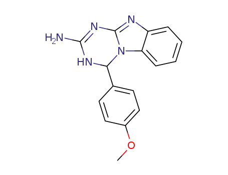 Molecular Structure of 78650-03-0 (4-(4-METHOXY-PHENYL)-1,4-DIHYDRO-BENZO[4,5]IMIDAZO[1,2-A][1,3,5]TRIAZIN-2-YLAMINE)