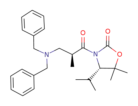 Molecular Structure of 827026-63-1 (2-Oxazolidinone,
3-[(2S)-3-[bis(phenylmethyl)amino]-2-methyl-1-oxopropyl]-5,5-dimethyl-
4-(1-methylethyl)-, (4S)-)