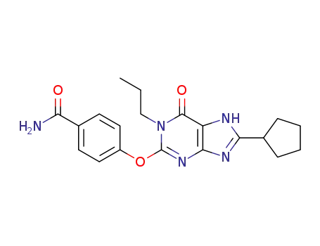 Molecular Structure of 1303953-12-9 (4-(8-Cyclopentyl-6-oxo-1-propyl-6,7-dihydro-1H-purin-2-yloxy)-benzamide)