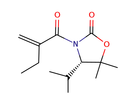 Molecular Structure of 827026-68-6 (2-Oxazolidinone,
5,5-dimethyl-3-(2-methylene-1-oxobutyl)-4-(1-methylethyl)-, (4S)-)