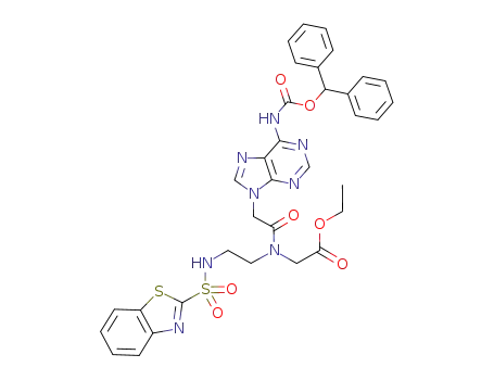 N-[2-(benzothiazole-2-sulfonylamino)-ethyl]-N-{[6-N-(benzhydryloxycarbonyl)-adenin-9-yl]-acetyl}-glycine ethyl ester