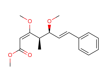 Molecular Structure of 478011-19-7 (2,6-Heptadienoic acid, 3,5-dimethoxy-4-methyl-7-phenyl-, methyl ester,
(2E,4R,5S,6E)-)