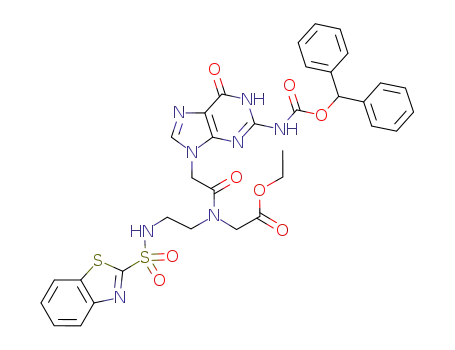 N-[2-(benzothiazole-2-sulfonylamino)-ethyl]-N-{[2-N-(benzhydryloxycarbonyl)-guanin-9-yl]-acetyl}-glycine ethyl ester