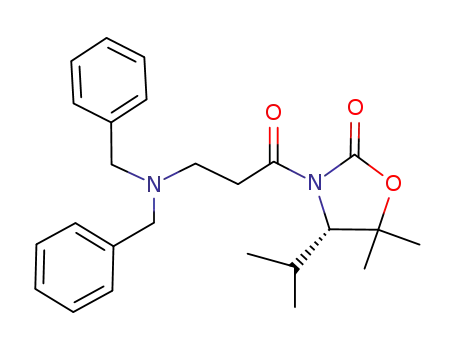 Molecular Structure of 827026-62-0 (2-Oxazolidinone,
3-[3-[bis(phenylmethyl)amino]-1-oxopropyl]-5,5-dimethyl-4-(1-methyleth
yl)-, (4S)-)