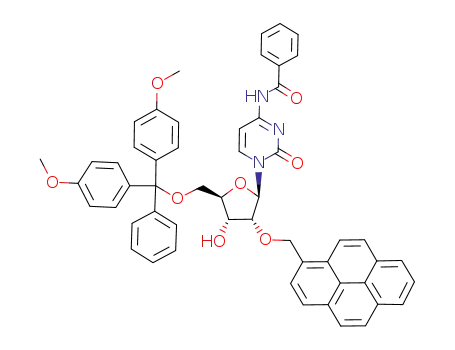 Molecular Structure of 1027269-81-3 (4-N-benzoyl-5'-O-(4,4'-dimethoxytrityl)-2'-O-(1-pyrenylmethyl)cytidine)