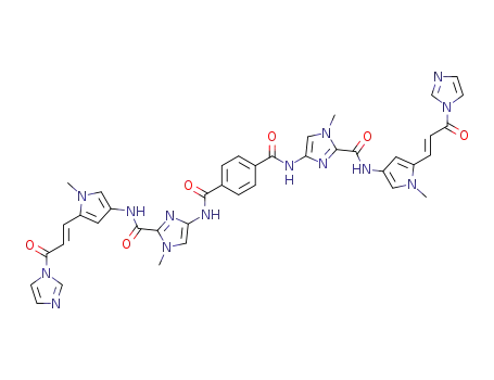 Molecular Structure of 373362-17-5 (<i>N</i>,<i>N</i>'-bis-{2-[5-(3-imidazol-1-yl-3-oxo-propenyl)-1-methyl-1<i>H</i>-pyrrol-3-ylcarbamoyl]-1-methyl-1<i>H</i>-imidazol-4-yl}-terephthalamide)