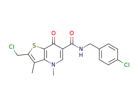Molecular Structure of 566947-54-4 (Thieno[3,2-b]pyridine-6-carboxamide,
2-(chloromethyl)-N-[(4-chlorophenyl)methyl]-4,7-dihydro-3,4-dimethyl-7-
oxo-)