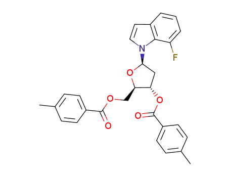 Molecular Structure of 943524-12-7 (1-[2'-deoxy-3',5'-bis-O-(4-methylbenzoyl)-β-D-erythro-pentofuranosyl]-7-fluoroindole)