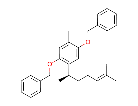 Molecular Structure of 923602-60-2 (Benzene,
1-[(1R)-1,5-dimethyl-4-hexen-1-yl]-4-methyl-2,5-bis(phenylmethoxy)-)