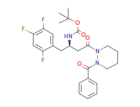 Molecular Structure of 939964-30-4 ((R)-[3-(2-benzoyltetrahydropyridazin-1-yl)-3-oxo-1-(2,4,5-trifluorobenzyl)propyl]carbamic acid tert-butyl ester)