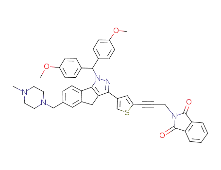 2-(3-(4-(1-(bis(4-methoxyphenyl)methyl)-6-((4-methylpiperazin-1-yl)methyl)-1,4-dihydroindeno[1,2-c]pyrazol-3-yl)thiophen-2-yl)prop-2-ynyl)isoindoline-1,3-dione
