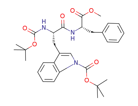 Molecular Structure of 918902-48-4 (L-Phenylalanine, N,1-bis[(1,1-dimethylethoxy)carbonyl]-L-tryptophyl-,
methyl ester)