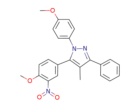 Molecular Structure of 1032174-32-5 (5-(4-methoxy-3-nitrophenyl)-1-(4-methoxyphenyl)-4-methyl-3-phenyl-1H-pyrazole)