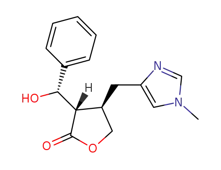 2(3H)-Furanone, dihydro-3-((S)-hydroxyphenylmethyl)-4-((1-methyl-1H-imidazol-4-yl)methyl)-, (3S,4R)-