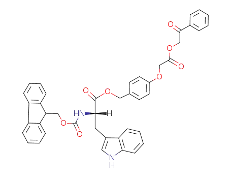 Molecular Structure of 913987-88-9 (4-(Fmoc-tryptophyloxymethyl)phenoxyacetic acid 2-phenacyl ester)