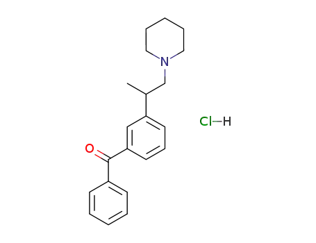 Molecular Structure of 81598-09-6 (Methanone, [3-[1-methyl-2-(1-piperidinyl)ethyl]phenyl]phenyl-,
hydrochloride)