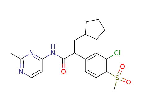 Molecular Structure of 588941-11-1 (2-(3-chloro-4-methanesulfonyl-phenyl)-3-cyclopentyl-N-(2-methyl-pyrimidin-4-yl)-propionamide)