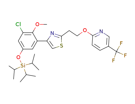 Molecular Structure of 796119-23-8 (2-{2-[4-(3-chloro-2-methoxy-5-triisopropylsilanyloxy-phenyl)-thiazol-2-yl]-ethoxy}-5-trifluoromethyl-pyridine)