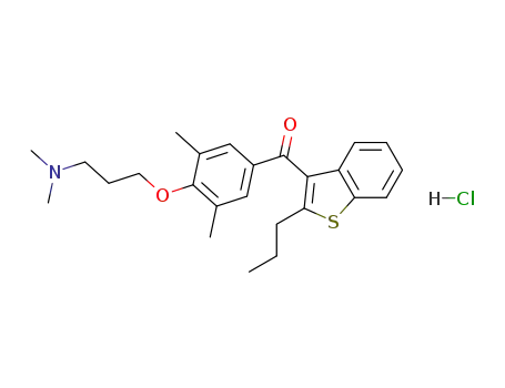 2-n-propyl-3-(3,5-dimethyl-4-γ-dimethylaminopropoxy-benzoyl)-benzo[b]thiophene hydrochloride