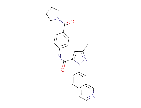Molecular Structure of 218301-46-3 (1H-Pyrazole-5-carboxamide,
1-(7-isoquinolinyl)-3-methyl-N-[4-(1-pyrrolidinylcarbonyl)phenyl]-)