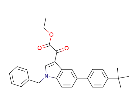 Molecular Structure of 481630-52-8 (ethyl {1-benzyl-5-[4-(tert-butyl)phenyl]-1H-indol-3-yl}(oxo)acetate)