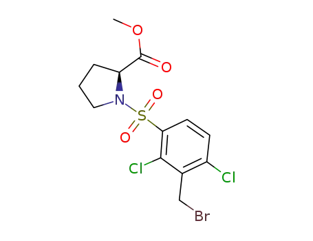 Molecular Structure of 188440-24-6 (N-[(3-Bromomethyl-2,4-dichlorophenyl)sulfonyl]-(D,L)-proline Methyl Ester)