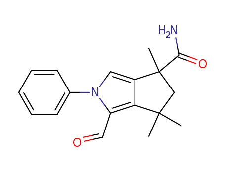 Molecular Structure of 54610-29-6 (Cyclopenta[c]pyrrole-4-carboxamide,
1-formyl-2,4,5,6-tetrahydro-4,6,6-trimethyl-2-phenyl-)