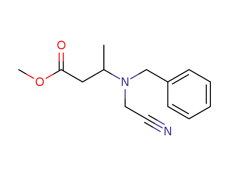 Molecular Structure of 84638-98-2 (Butanoic acid, 3-[(cyanomethyl)(phenylmethyl)amino]-, methyl ester)
