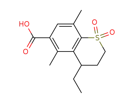 Molecular Structure of 182426-32-0 (4-Ethyl-5,8-dimethylthiochroman-6-carboxylic acid-1,1,dioxide)