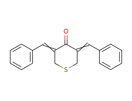 Molecular Structure of 28612-36-4 ((3Z,5Z)-3,5-bis(phenylmethylidene)tetrahydro-4H-thiopyran-4-one)