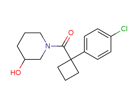 Molecular Structure of 405065-11-4 (3-Piperidinol, 1-[[1-(4-chlorophenyl)cyclobutyl]carbonyl]-)