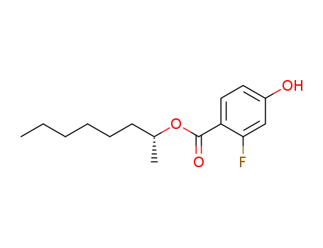 Molecular Structure of 114045-95-3 (Benzoic acid, 2-fluoro-4-hydroxy-, 1-methylheptyl ester, (R)-)